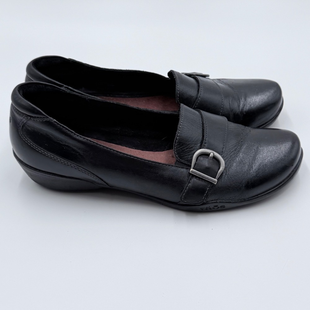Taos Uppity Black Leather Buckle Loafers Flats Womens Size 9.5 UPF-13718